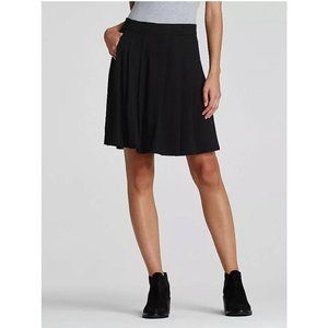 Eileen Fisher Black Pleated Pull On Skirt Stretch Jersey Knit size Small